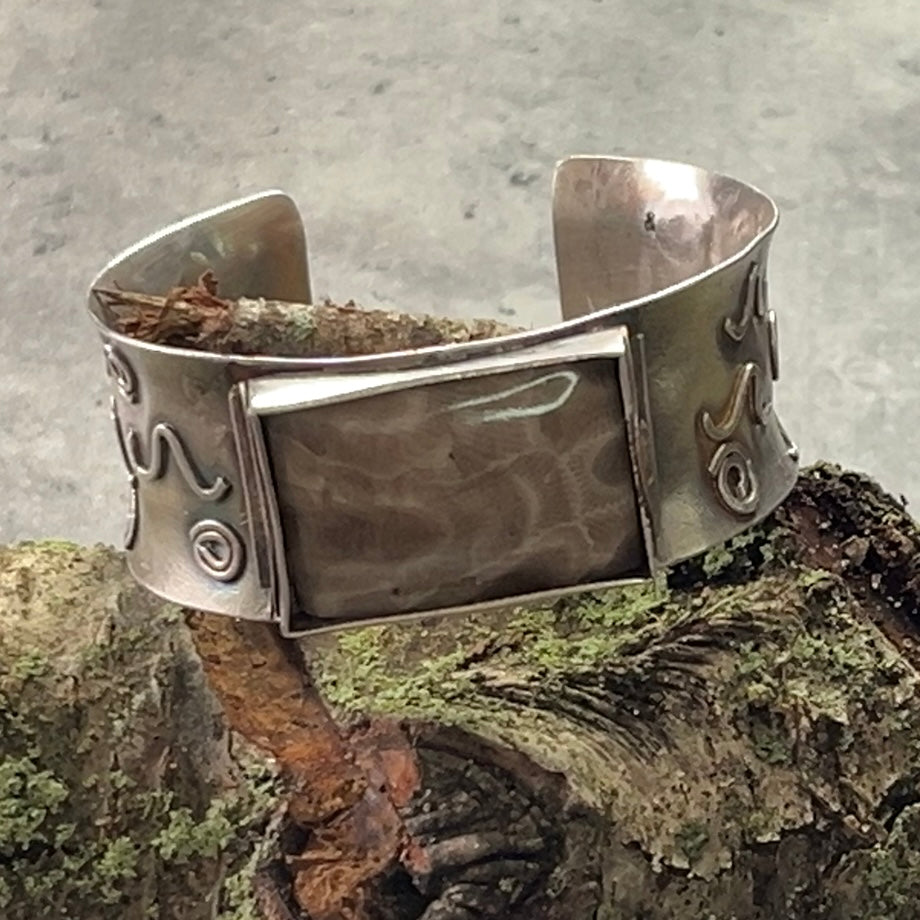 Sterling Silver and Petoskey Stone Bracelet