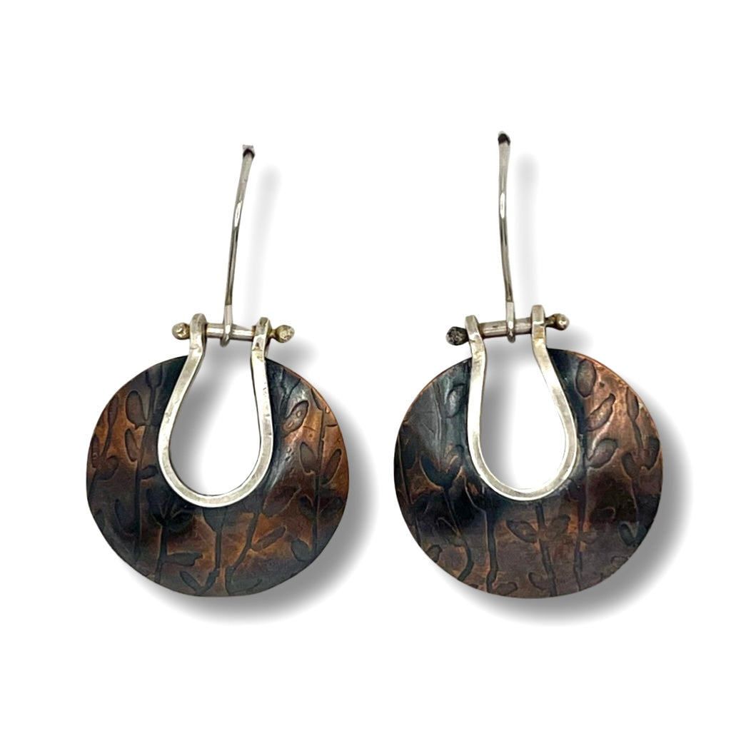 Copper and Silver Roller Printed Earrings