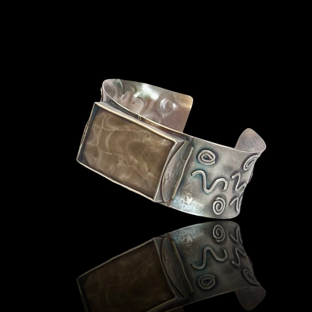 Sterling Silver and Petoskey Stone Bracelet