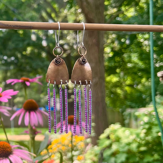 Bronze and Glass Earrings