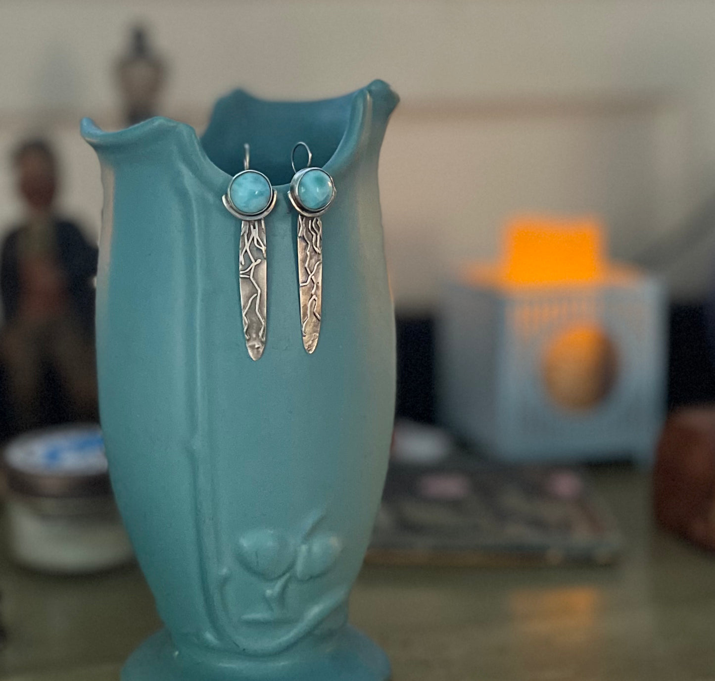 Larimar Sterlings Silver Earrings