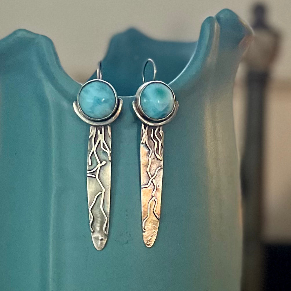Larimar Sterlings Silver Earrings