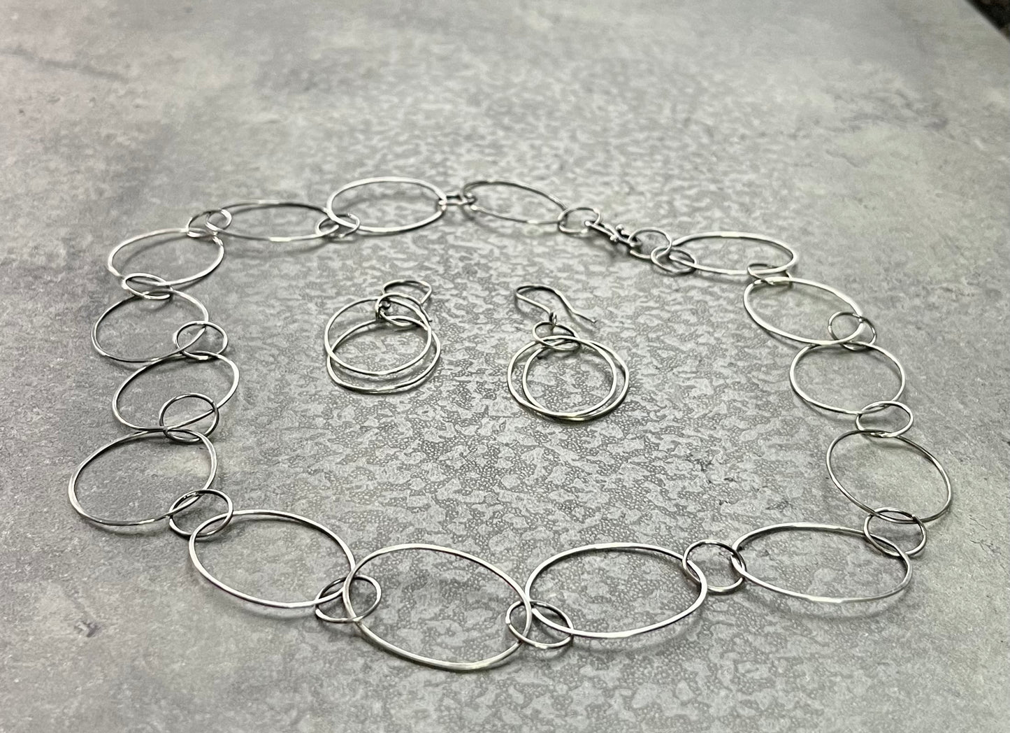 Sterling Silver Large Loop Necklace and Earrings