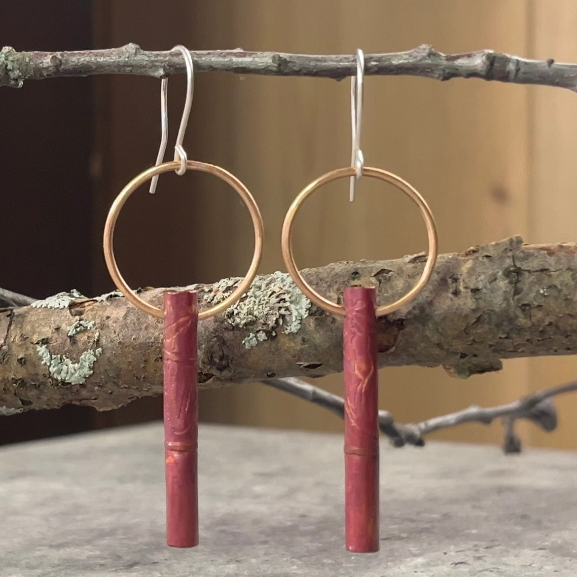 Mixed Metal Delight-Brass and Copper Earrings