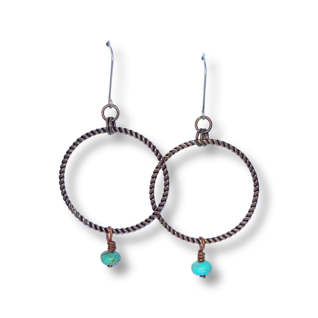 Handmade Copper Rope Wire Hoop Earrings
