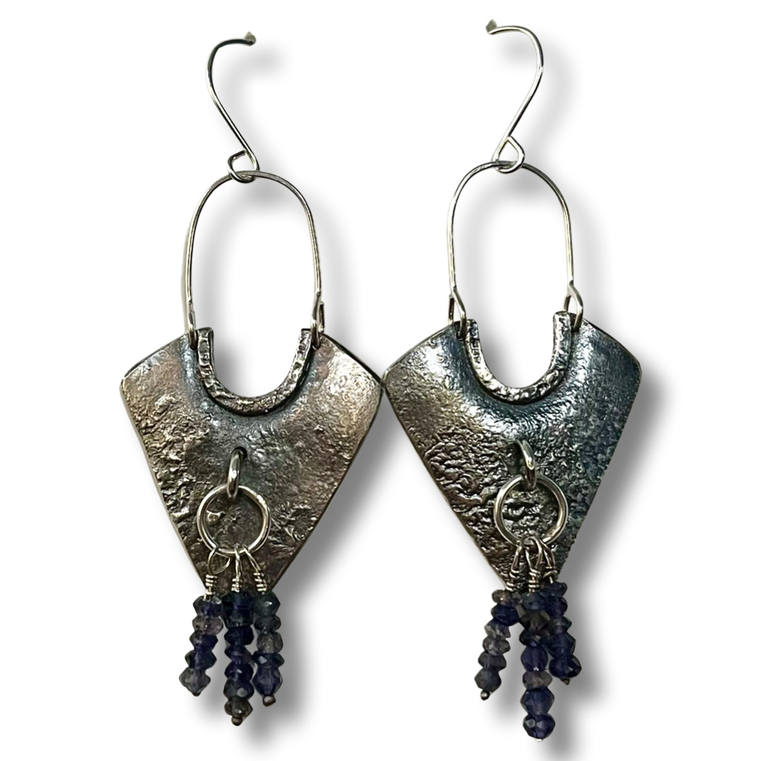 Handcrafted Artisan Reticulated Sterling Silver Earrings